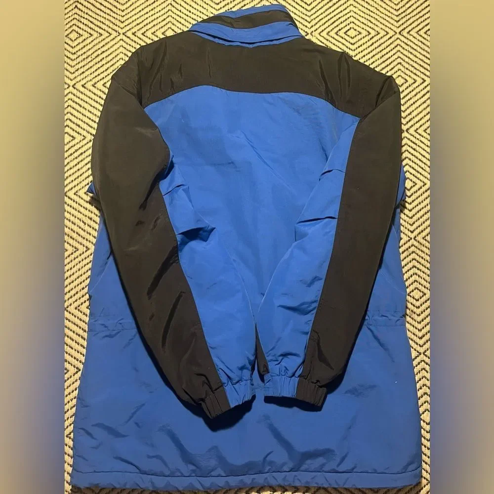mens ll bean insulated coat jacket Packaway hood black blue size M vintage